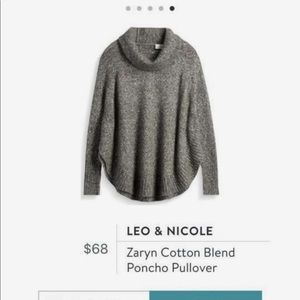 Leo & Nicole Zaryn Cotton Blend Poncho Pullover
